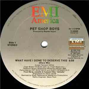 Pet Shop Boys With Dusty Springfield / Pet Shop Boys - What Have I Done To  ...