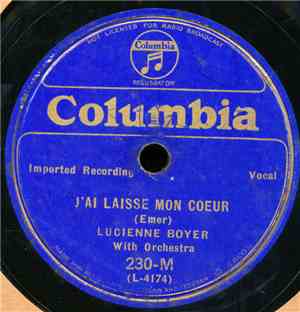 Lucienne Boyer - J'Ai Laisse Mon Coeur / Parle Moi D'Autre Chose