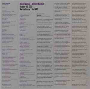 Robert Ashley & Walter Marchetti - October 25, 2001 Merkin Concert Hall NYC