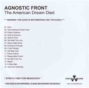 Agnostic Front - The American Dream Died