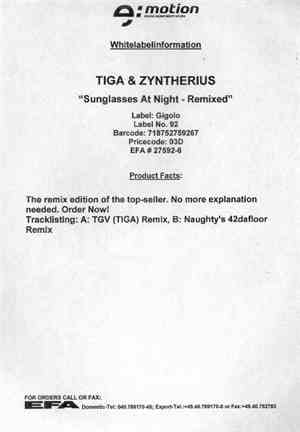 Tiga & Zyntherius - Sunglasses At Night Remixed