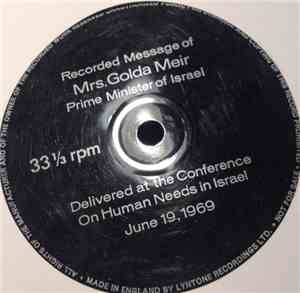 Golda Meir - Recorded Message Of Golda Meir, Delivered At The Conference On ...