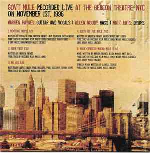 Gov't Mule - Live At The Beacon Theater, NYC On November 1ST 1996