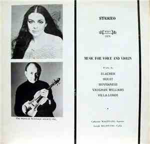Catherine Malfitano, Joseph Malfitano - Music For Voice And Violin