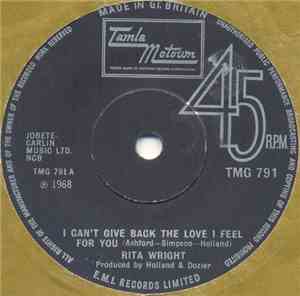 Rita Wright - I Can't Give Back The Love I Feel For You