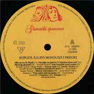 Various - Kupleti, Šaljivi Monolozi I Prizori