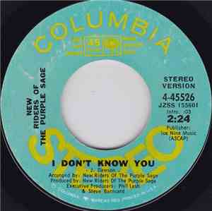 New Riders Of The Purple Sage - I Don't Know You