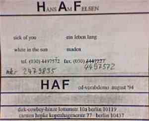 Hans Am Felsen - HAF