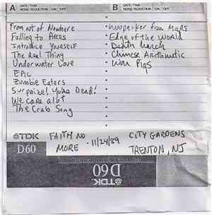 Faith No More - 11/24/89 City Gardens Trenton, NJ